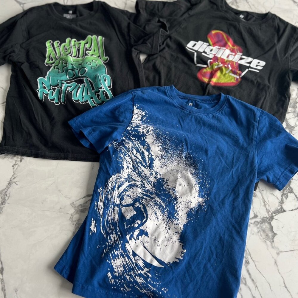 H&M Set of 3 Boys Kids Digitize Digital Tee Shirts 8-10 yrs old